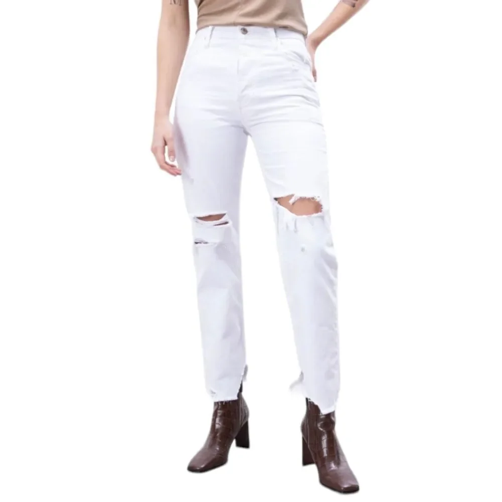 Free People We The Free Tapered‎ Baggy Boyfriend Jeans Chalk White sz 26